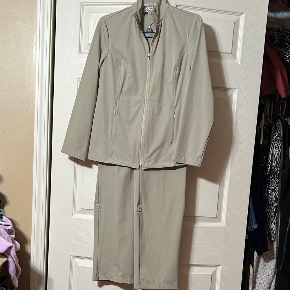Magellan -Small -Travel Gear - Women's Tan Pull on Pants and Zip Front Jacket